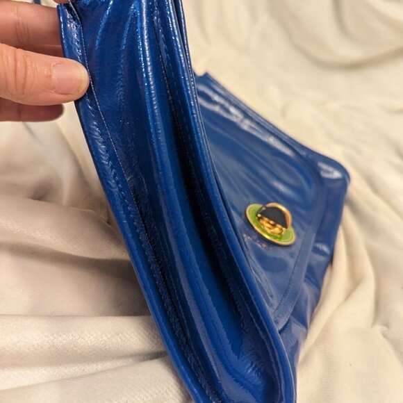 Kate Landry bright blue handbag - bright floral lining - Picture 11 of 13